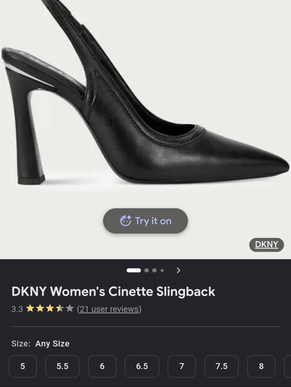 Dkny Black Pointed Slingback Pumps